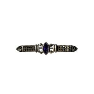 Vintage Signed Charles Winston Sterling Silver 925 Amethyst Marcasite Brooch Pin